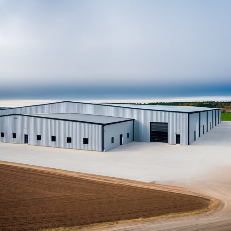 pre-engineered metal buildings like this beautiful-R-Panel-pre-engineered-metal-buildings-warehouse-situated-next-to-gravel-road-small-concrete-parking-lot