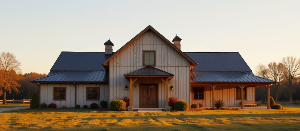 Metal building insulation keeps this barn door very comfortable all year round.