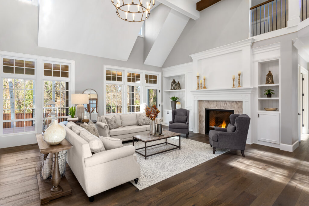 Be sure to include lots of windows in your barndominium cost, like this stately front room.