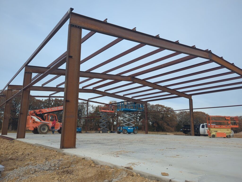 40x60 steel building under construction