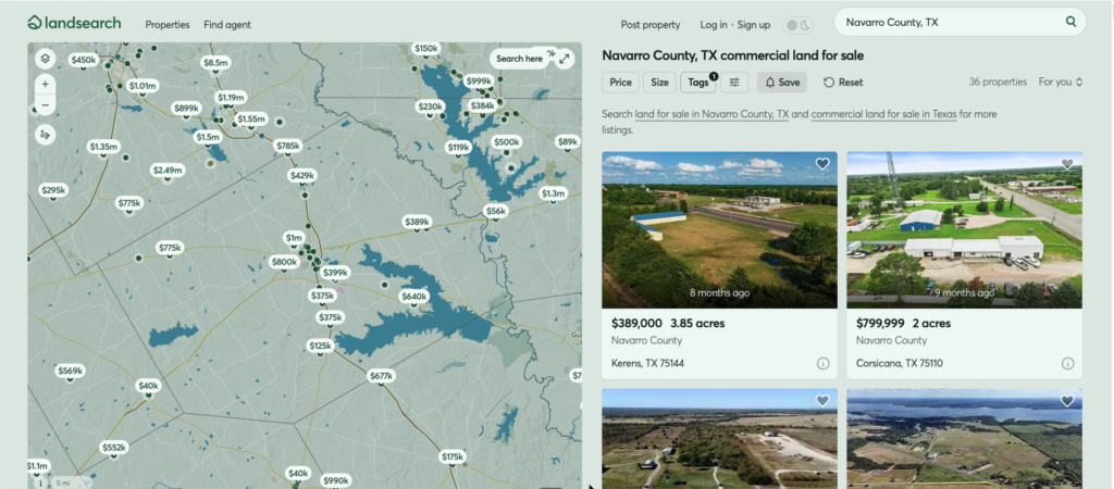 https://www.landsearch.com/commercial/navarro-county-tx website