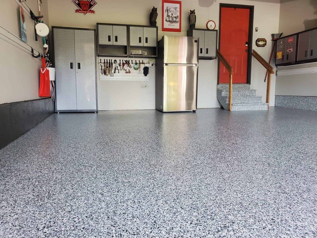 40x60 steel building cost can include epoxy floors like this example here