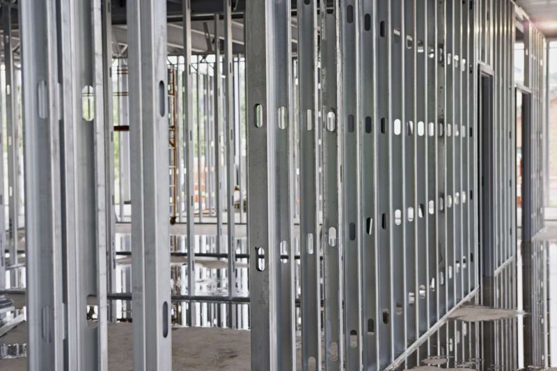 Light gauge steel framing versus wood stud framing Reference image of light gauge steel framing